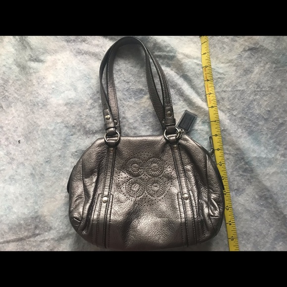 Coach 47772 Audrey metallic gunmetal mini satchel - Picture 2 of 5